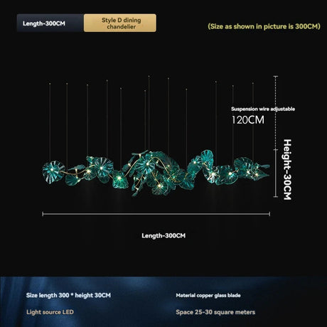 Lustre en verre vert et cuivre poli pour une élégance contemporaine.-LUMICONCEPT