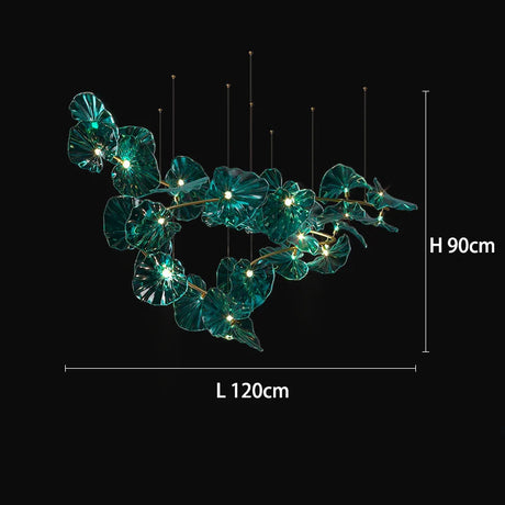 Lustre en verre vert et cuivre poli pour une élégance contemporaine.-LUMICONCEPT