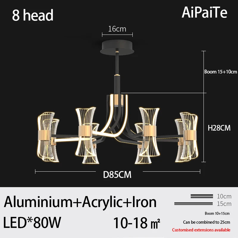 Lustre minimaliste moderne BOSSEN en acrylique de luxe pour salon et salle à manger-LUMICONCEPT