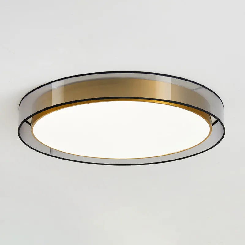 Plafonnier Design : Cercle avec Cadre Transparent et Finition Dorée-LUMICONCEPT