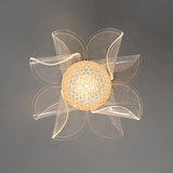 Plafonnier Design : Luminaire en Fleur de Verre et Métal Doré-LUMICONCEPT