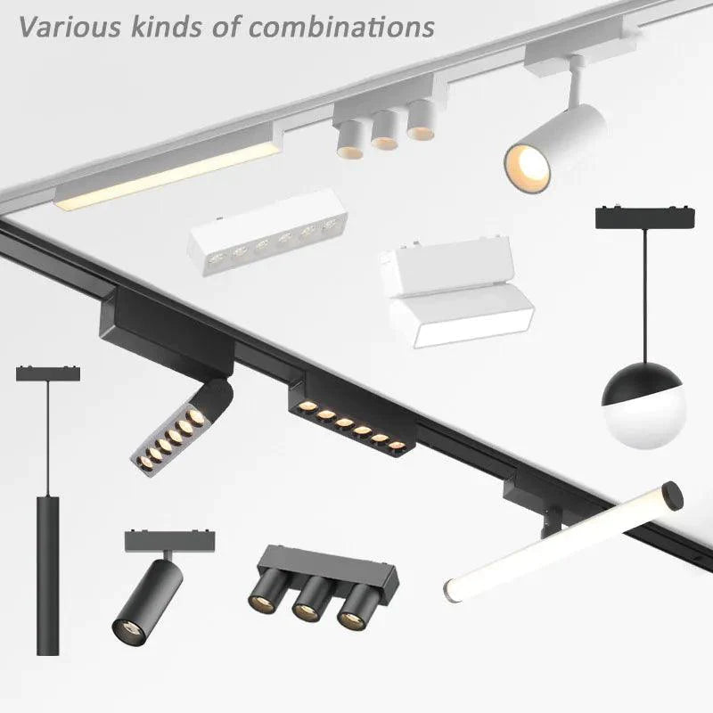 Plafonnier Design : Projecteur Aluminium Noir et Blanc sur Rail-LUMICONCEPT