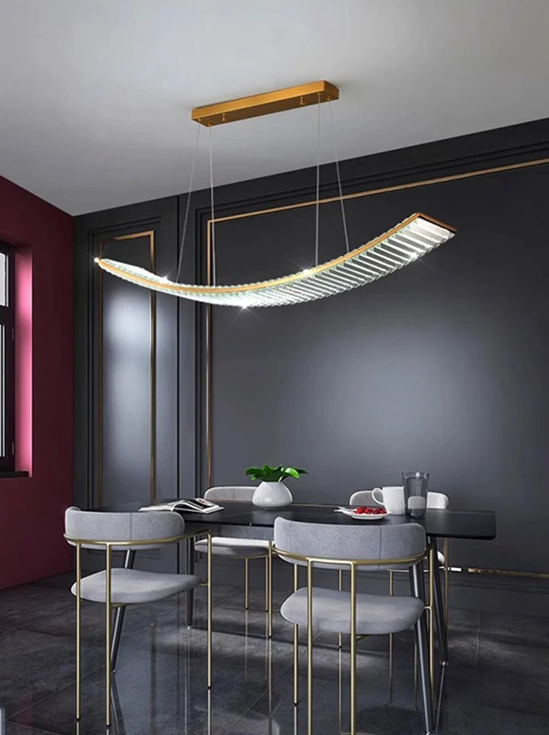 Plafonnier LED Suspendu Moderne en Crystal avec Lumière Modifiable pour Salon et Salle à Manger-LUMICONCEPT