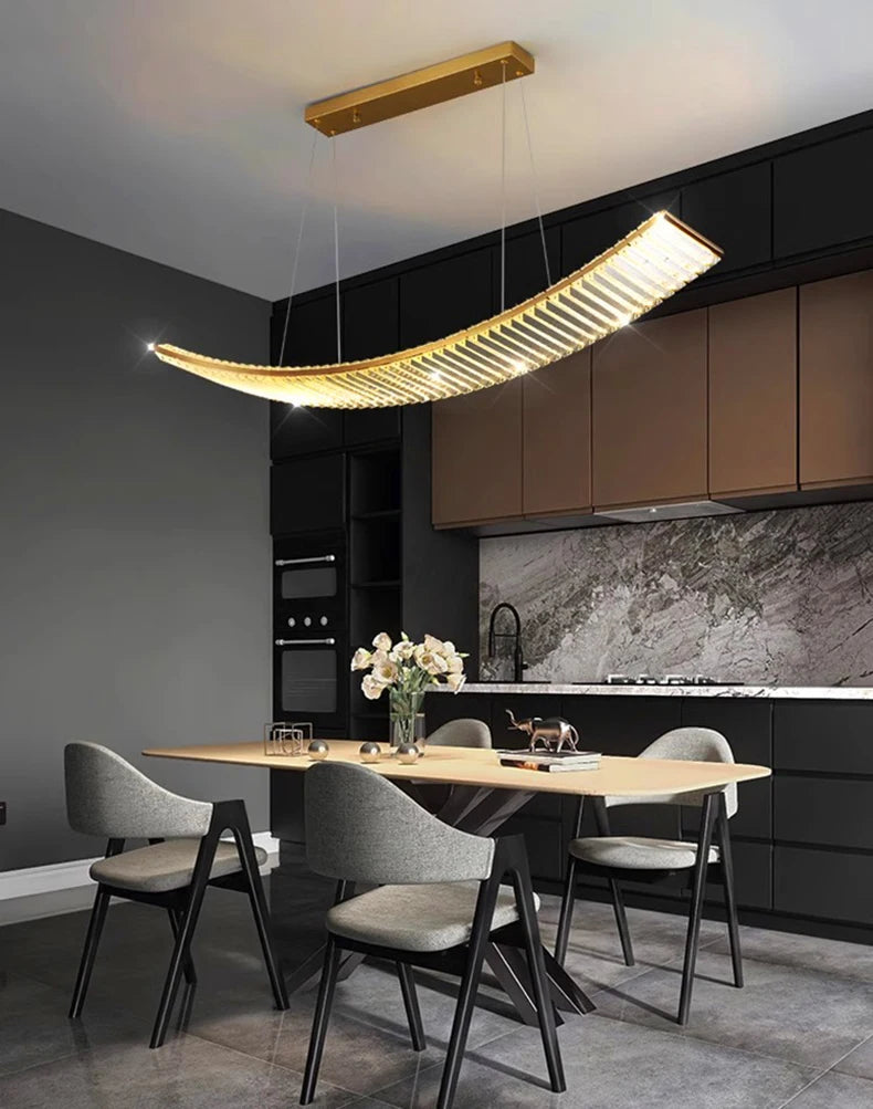 Plafonnier LED Suspendu Moderne en Crystal avec Lumière Modifiable pour Salon et Salle à Manger-LUMICONCEPT