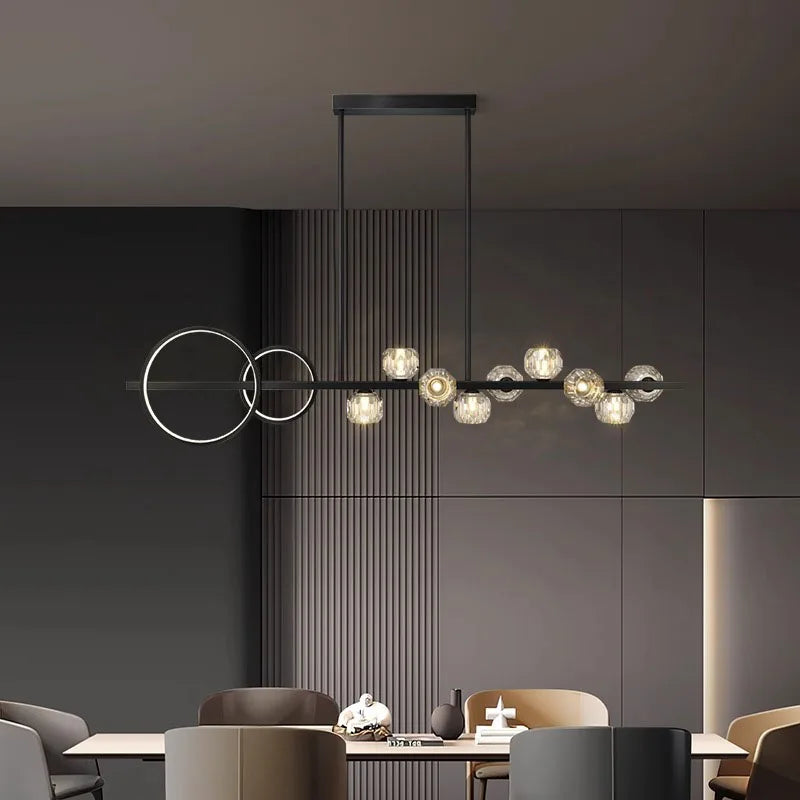 Plafonnier Suspendu en Cristal Luxe avec Luminaire Modulaire pour Salon et Salle à Manger-LUMICONCEPT