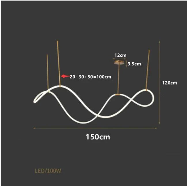 Plafonnier à LED Modern avec Éclairage Ondulé et Finition Chromée-LUMICONCEPT