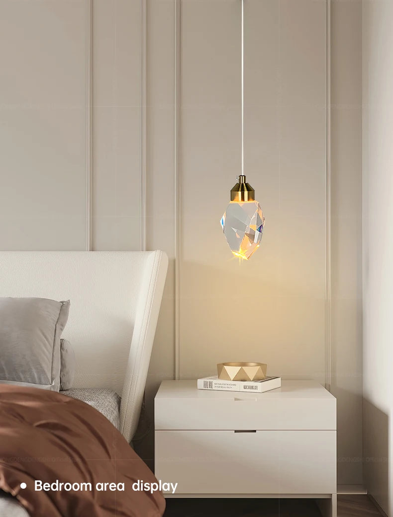 Plafonnier LED Suspendu en Cristal HD de Luxe - Élégance et Modernité pour Intérieur