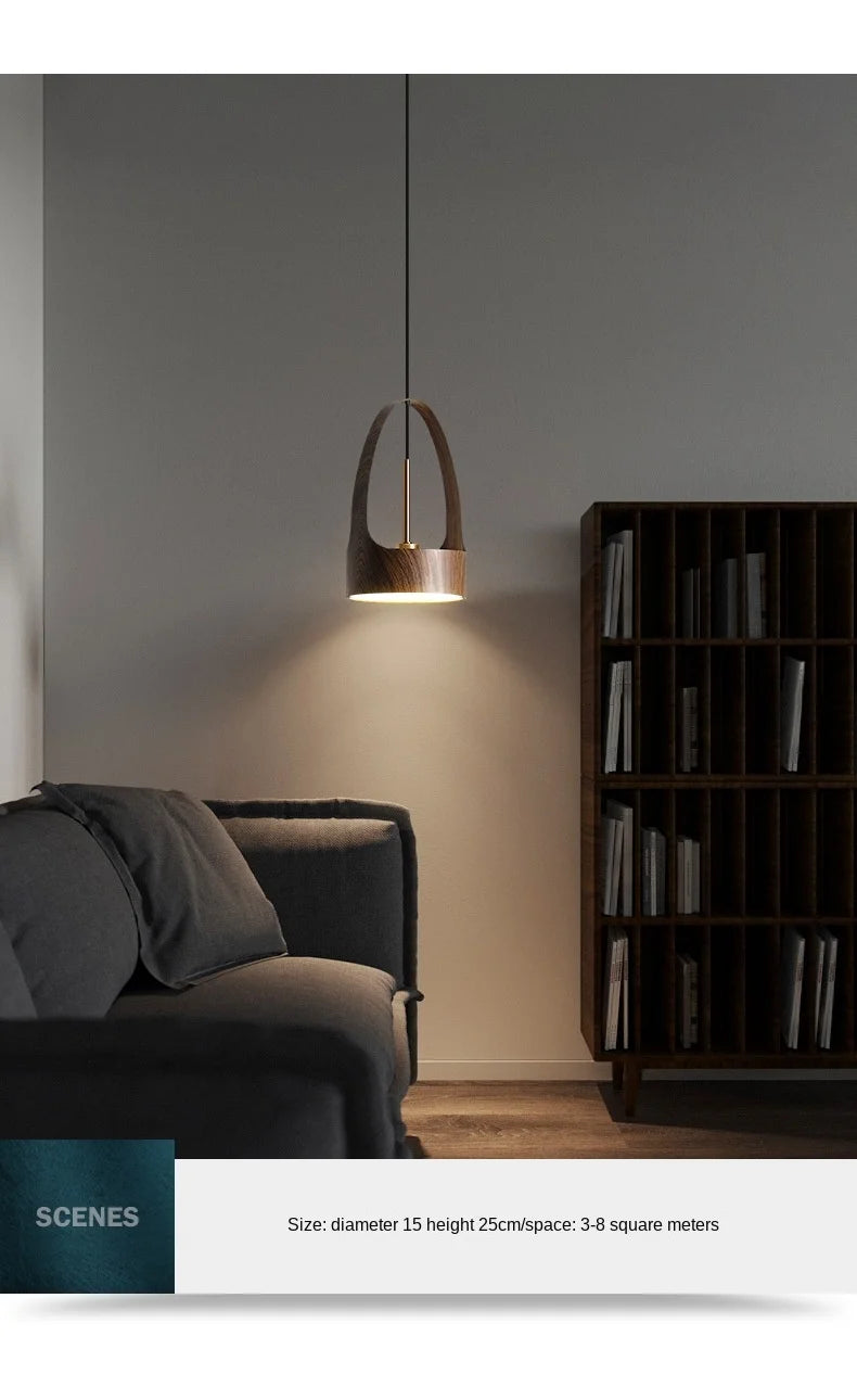 Lampe LED Suspendue en Bois de Noyer au Design Nordique Moderne