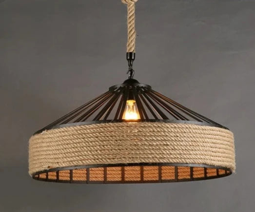 Lustre Suspendu en Chanvre Classique au Style Industriel Rétro