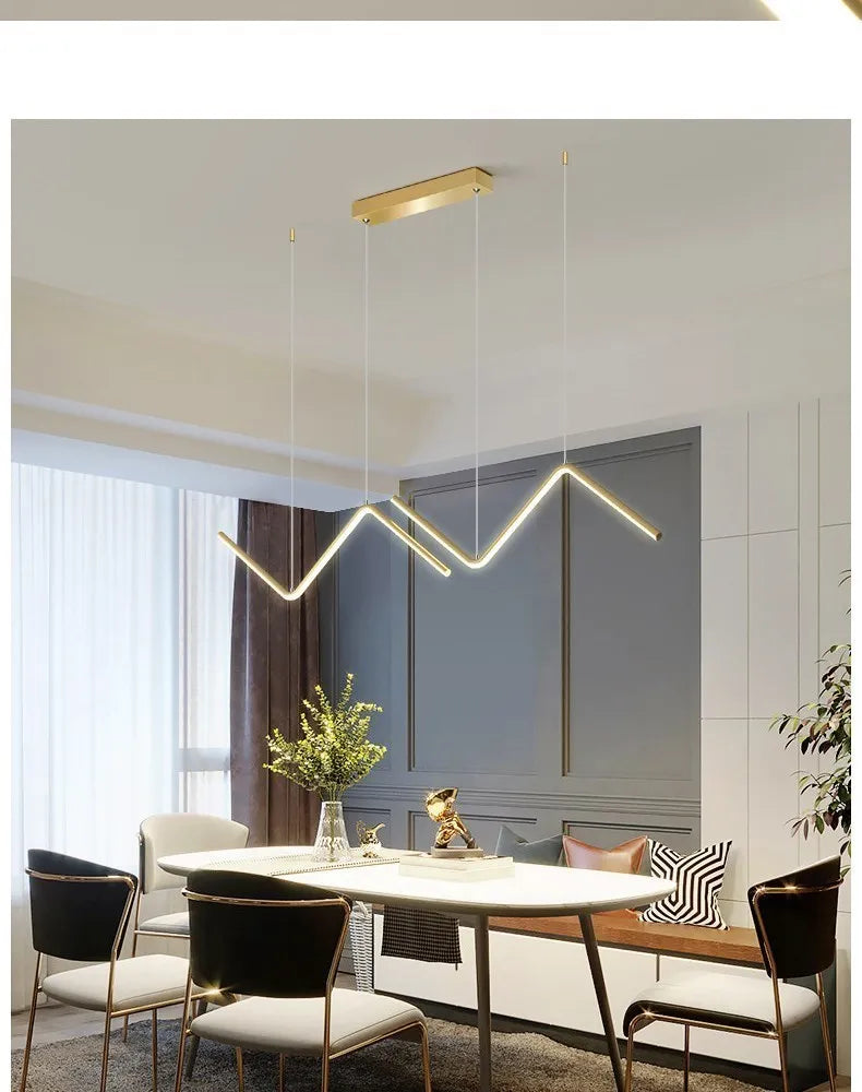 Lange LED-Pendelleuchte DARHYNA – Moderne Eleganz in Gold und Schwarz