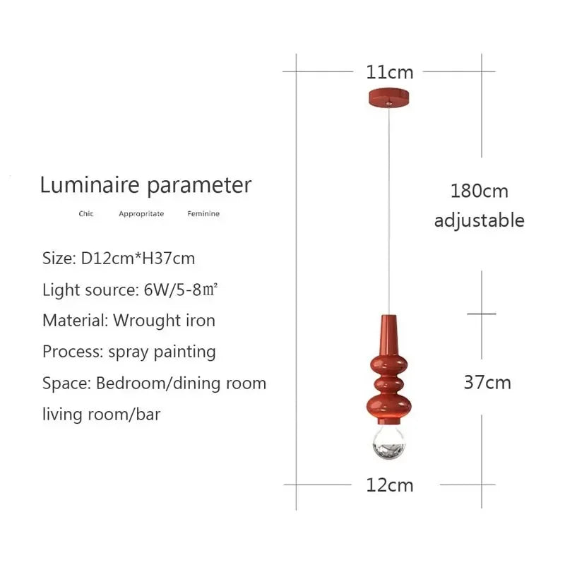 Französische Einkopf-Glas-Hängelampe im nordischen Design