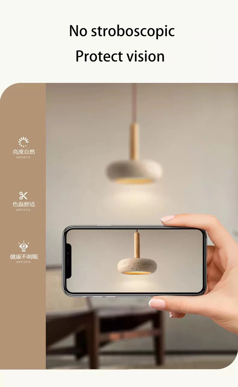 Lampe LED Suspendue en Pierre - Design Moderne d'Nik pour une Ambiance Élegante