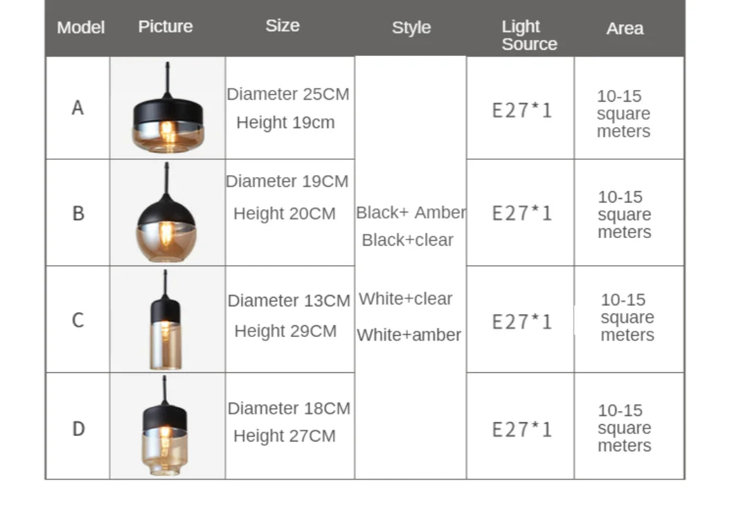 Lampe Suspendue en Verre Design Nordique Moderne