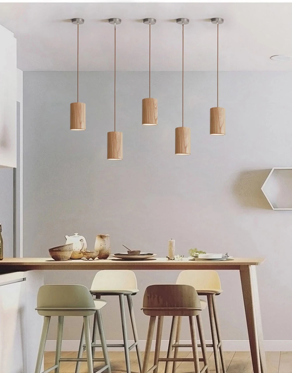 Lampada a sospensione a LED in legno dal design moderno per interni chic