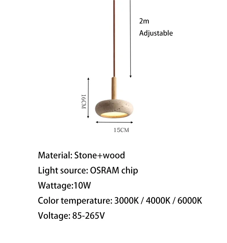 Lampe LED Suspendue en Pierre - Design Moderne d'Nik pour une Ambiance Élegante