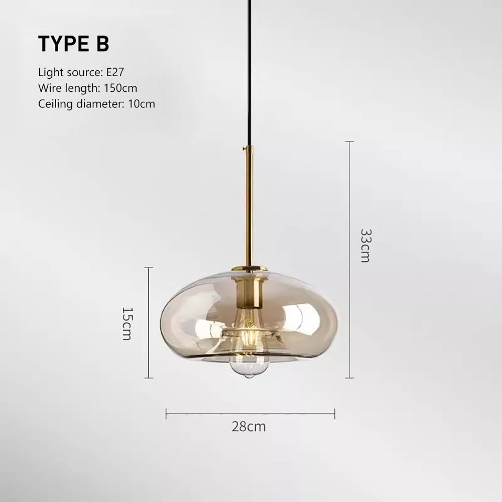 Lampe LED Suspendue Industrielle en Verre Design Moderne - ASCELINA