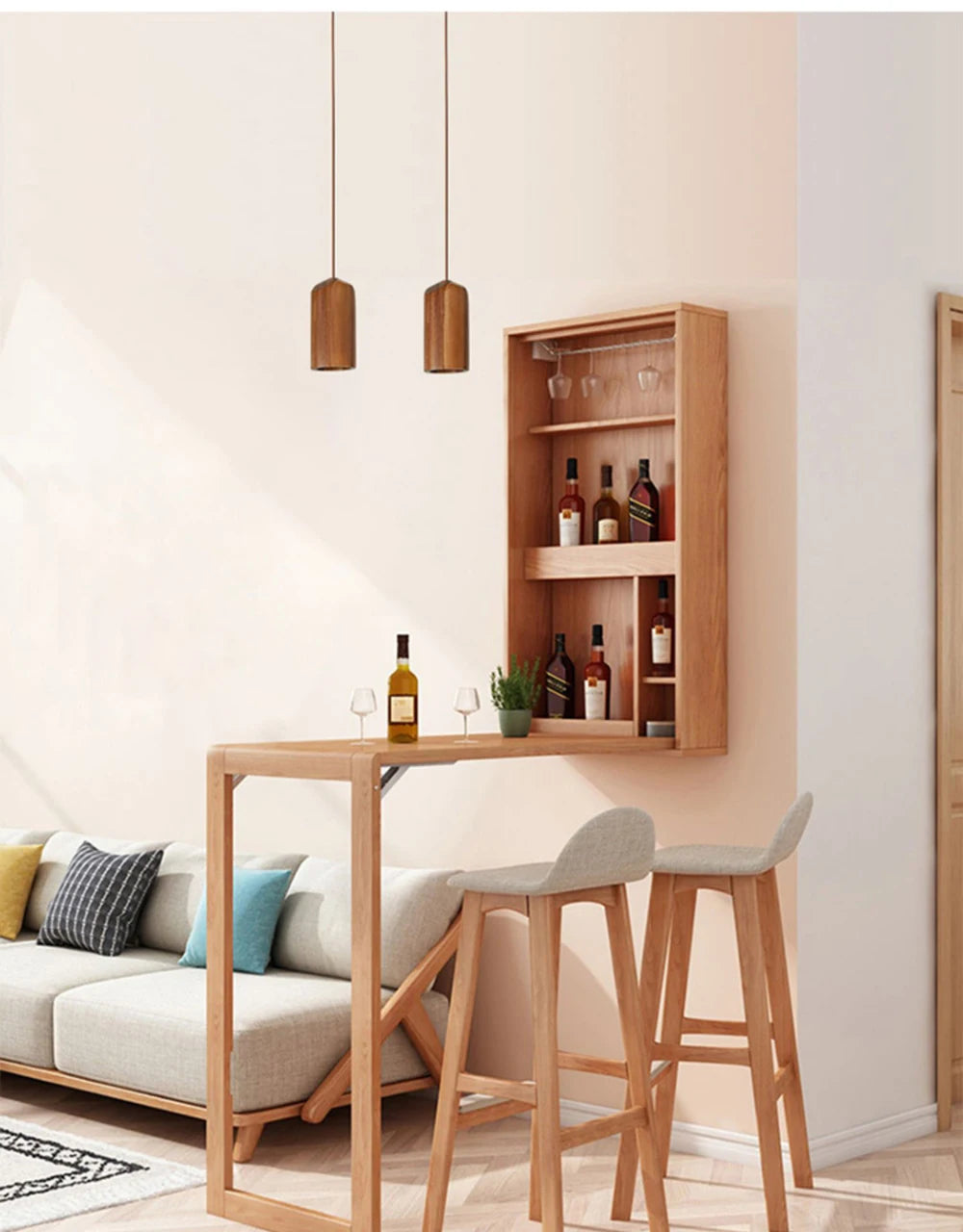 Lampada a sospensione a LED in legno dal design moderno per interni chic