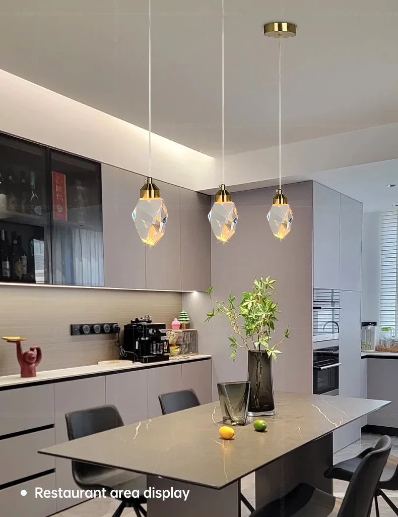 Plafonnier LED Suspendu en Cristal HD de Luxe - Élégance et Modernité pour Intérieur