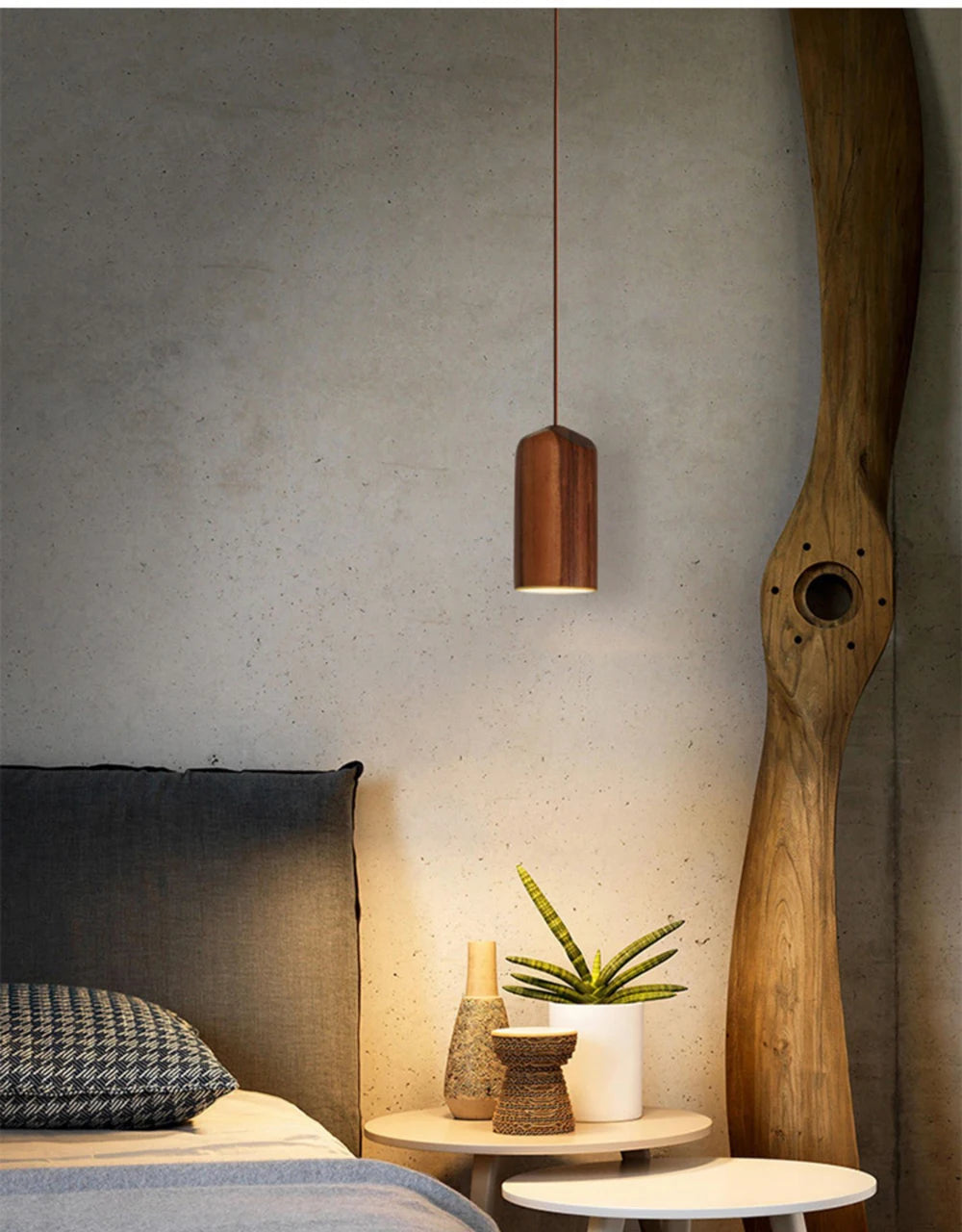 Lampada a sospensione a LED in legno dal design moderno per interni chic