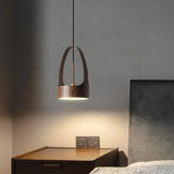 Lampe LED Suspendue en Bois de Noyer au Design Nordique Moderne