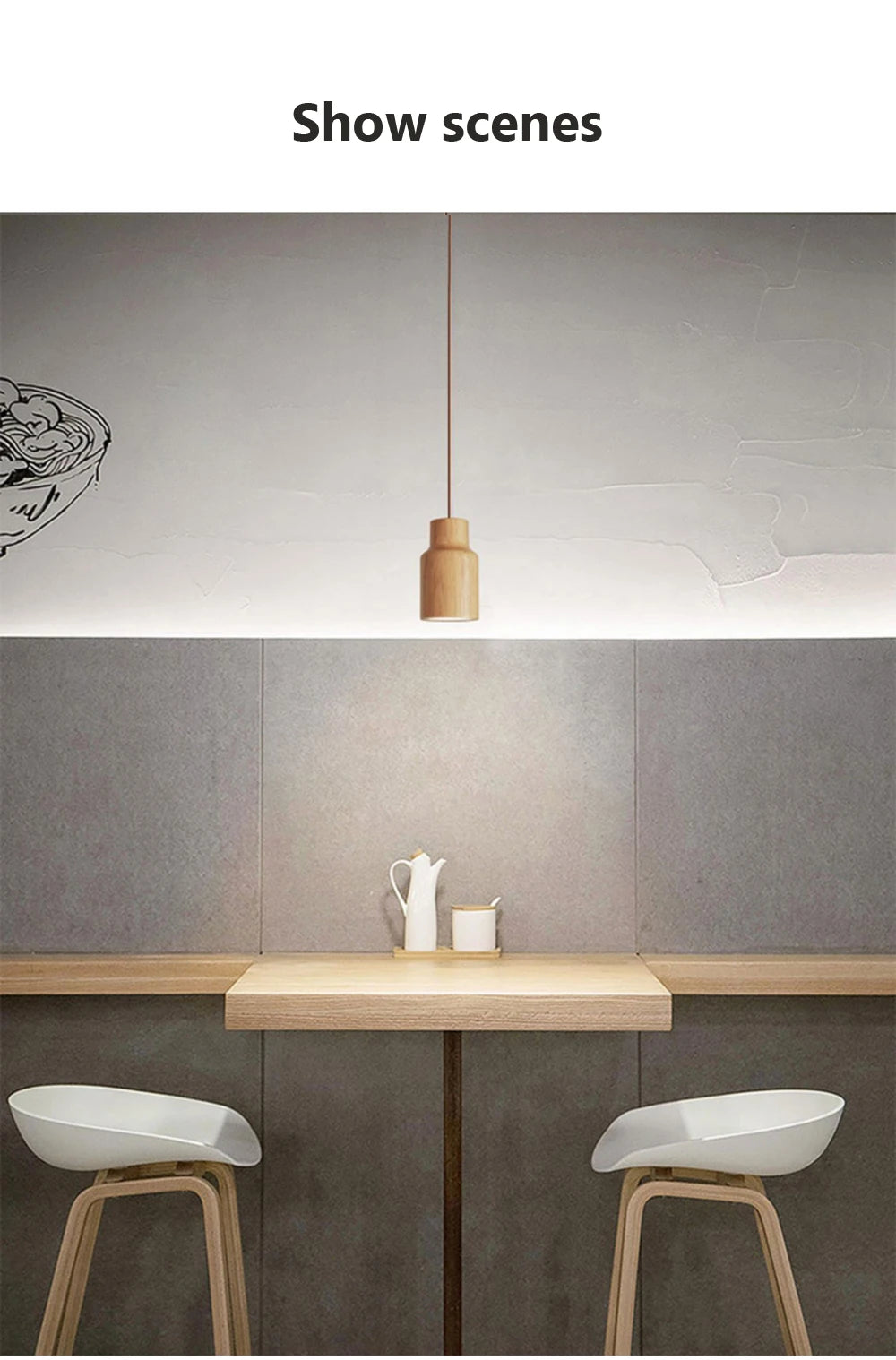 Lampada a sospensione a LED in legno dal design moderno per interni chic