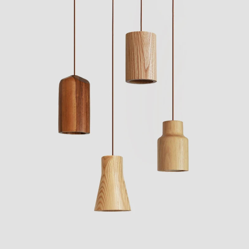 Lampada a sospensione a LED in legno dal design moderno per interni chic