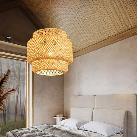 Lampada a sospensione in rattan di bambù Winda – Illuminazione elegante per la casa e il ristorante