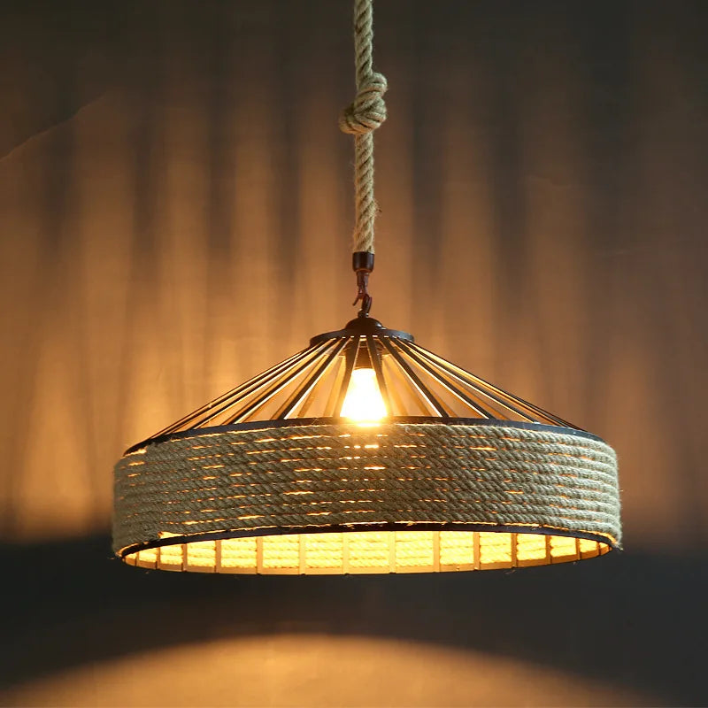 Lustre Suspendu en Chanvre Classique au Style Industriel Rétro