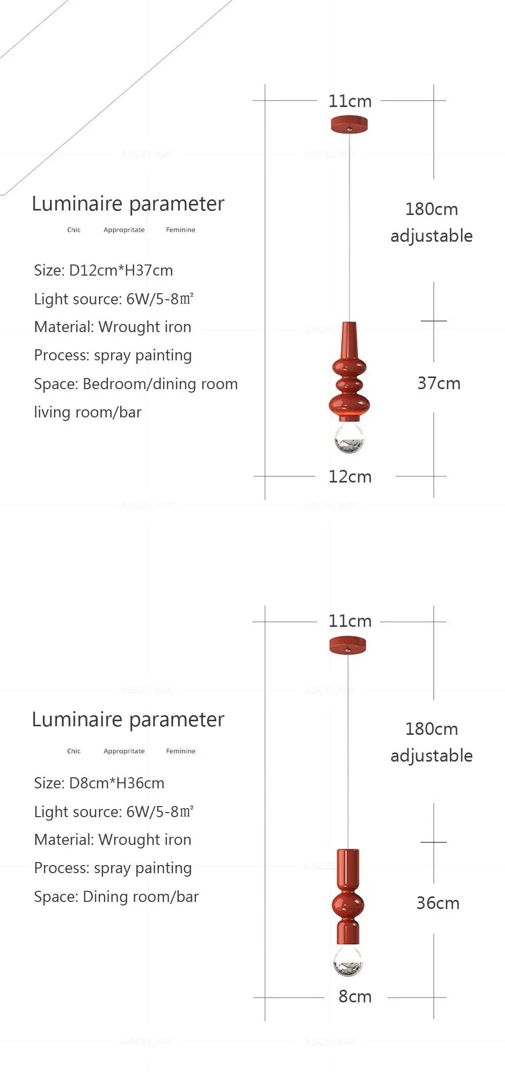 Französische Einkopf-Glas-Hängelampe im nordischen Design