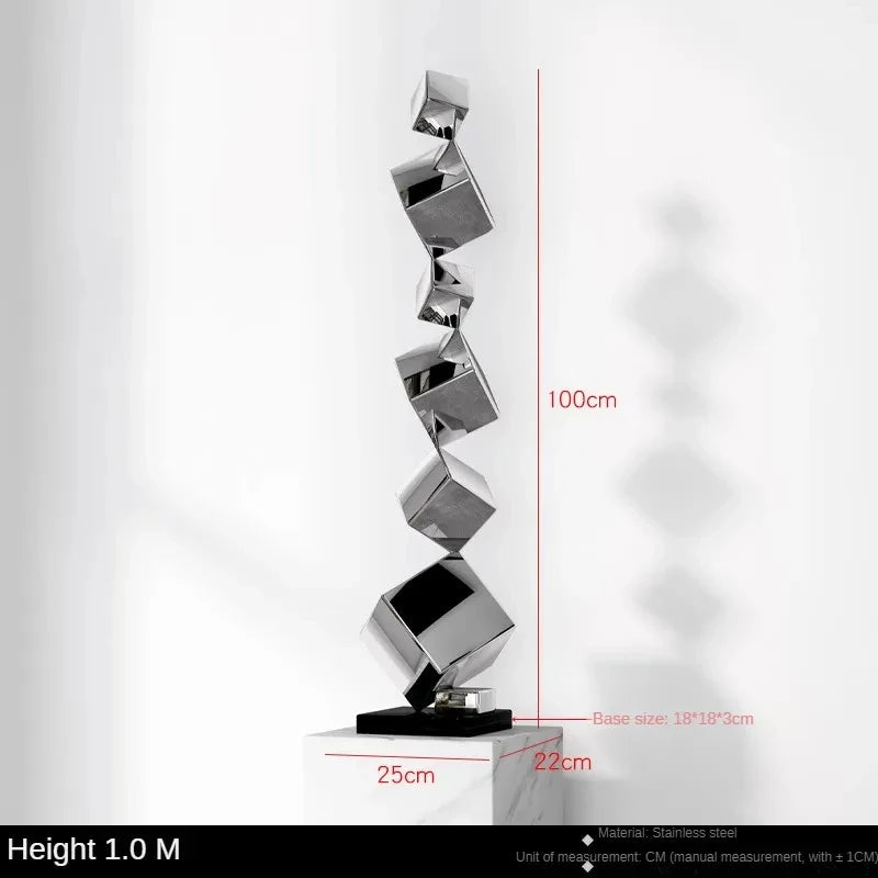 Sculpture de sol moderne en acier inoxydable - Accessoire de décoration artistique pour chambre nordique-LUMICONCEPT