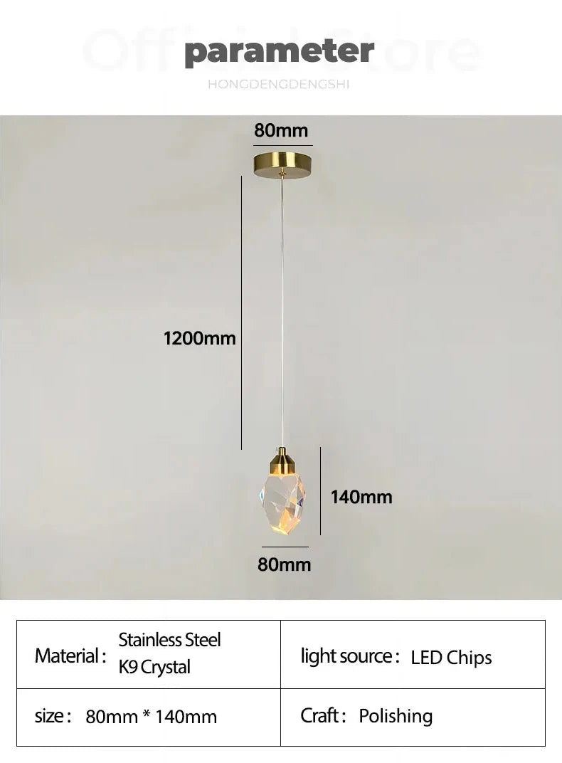 Plafonnier LED Suspendu en Cristal HD de Luxe - Élégance et Modernité pour Intérieur