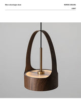 Lampe LED Suspendue en Bois de Noyer au Design Nordique Moderne