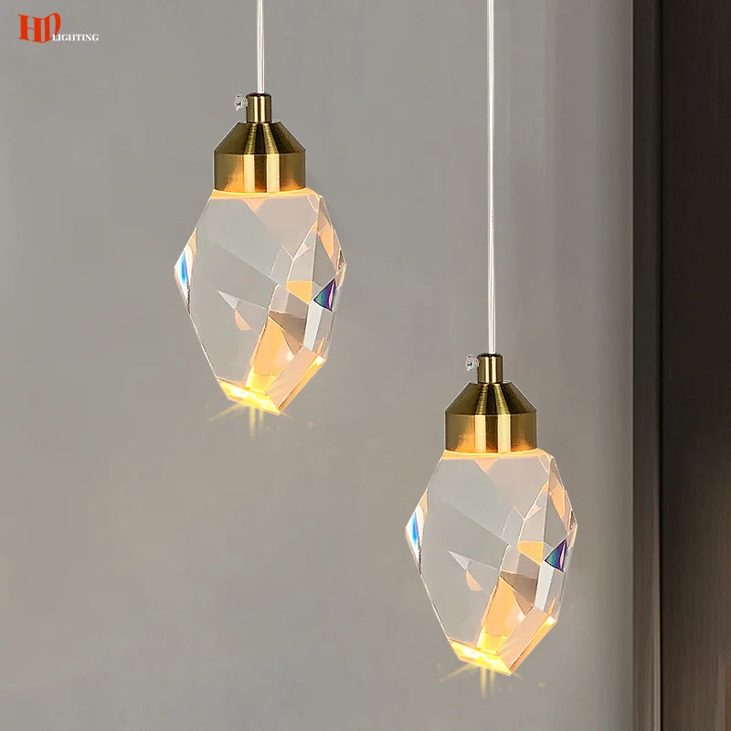 Plafonnier LED Suspendu en Cristal HD de Luxe - Élégance et Modernité pour Intérieur