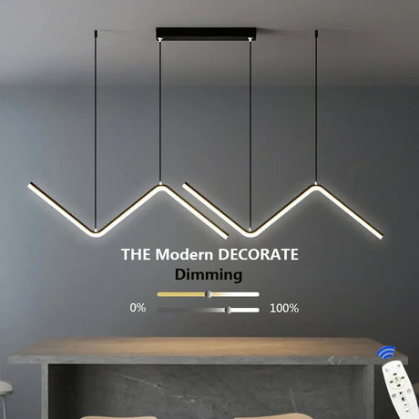 Lampada a sospensione a LED lunga DARHYNA – Eleganza moderna in oro e nero