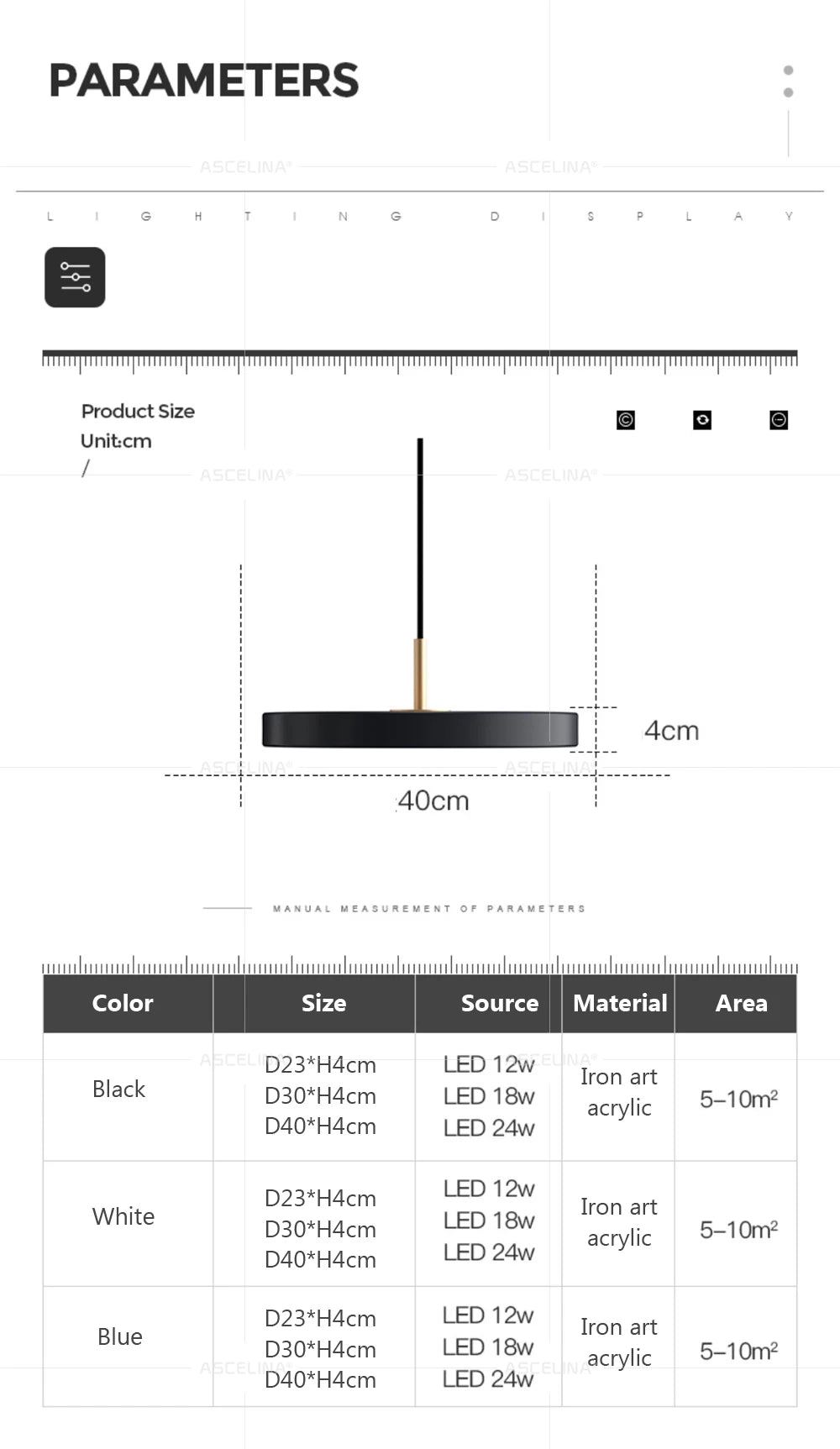 Lampe LED Suspendue Moderne - Luminaire Décoratif 23/30cm par ASCELINA