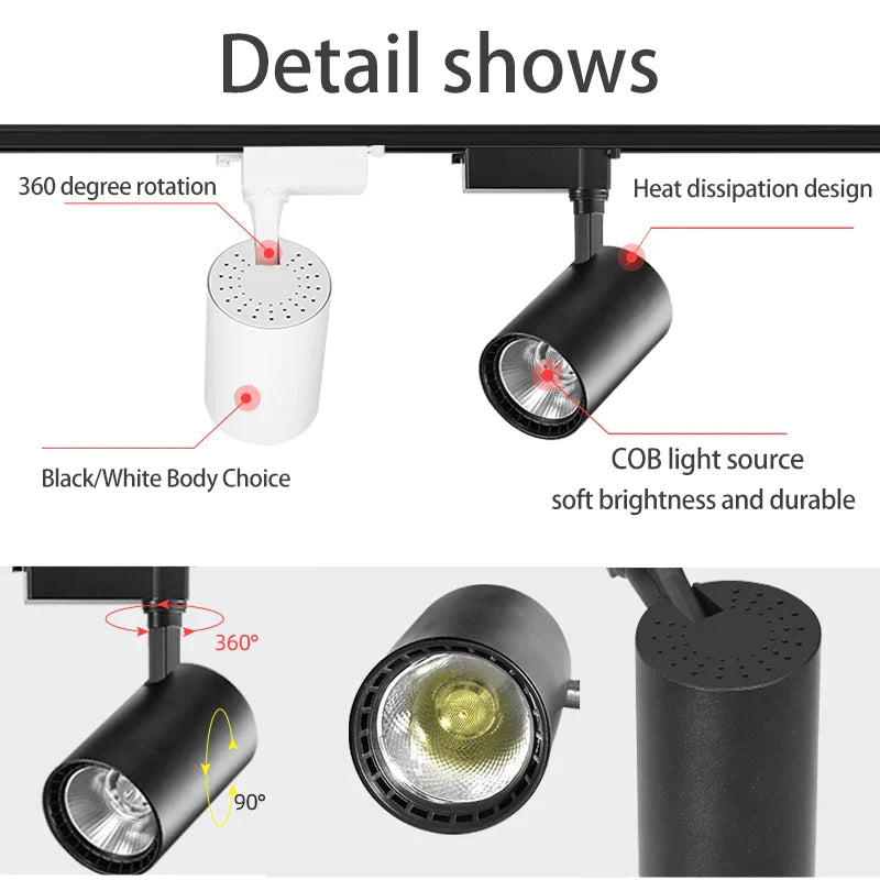 Spot Plafond : Projecteur sur Rail à LED Chrome Poli-LUMICONCEPT