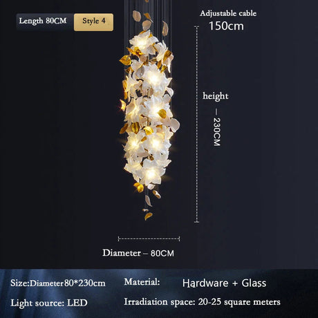 Suspension Artistique Élégante en Métal et Fleurs de Jade Imitation-LUMICONCEPT