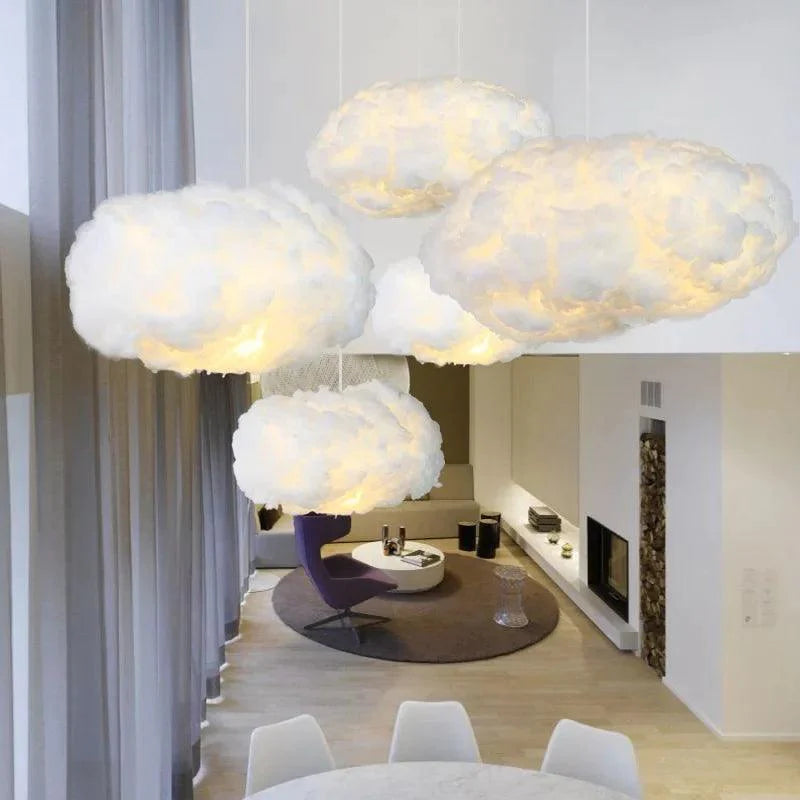 Suspension Artistique en Fer et Coton Blanc - Éclairage Contemporain pour Votre Espace-LUMICONCEPT