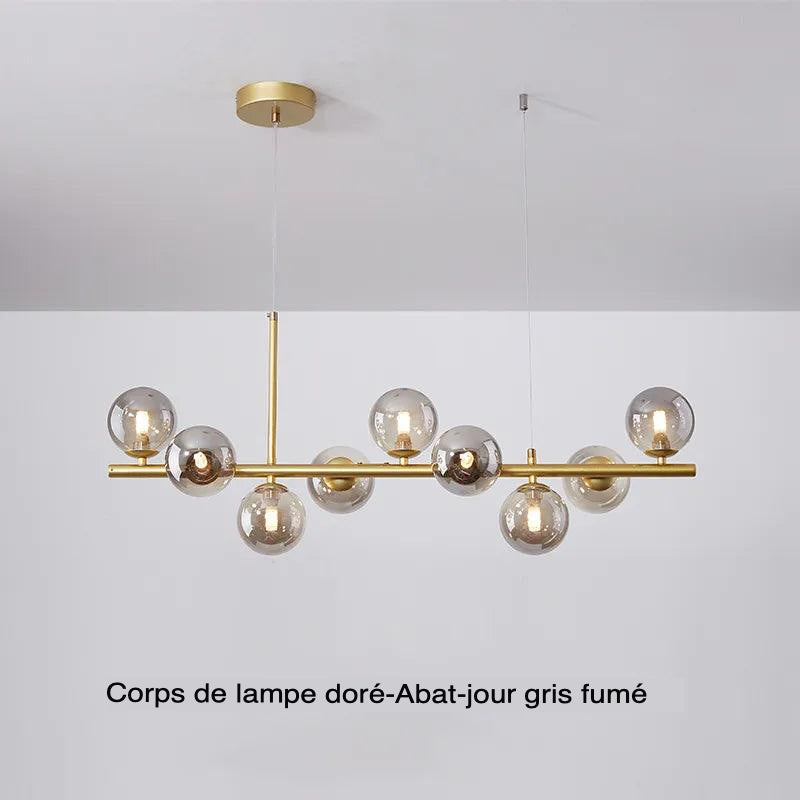 Suspension Contemporaine Éclatante en Fer et Verre - Élégance Luxe avec 7 à 11 Têtes-LUMICONCEPT