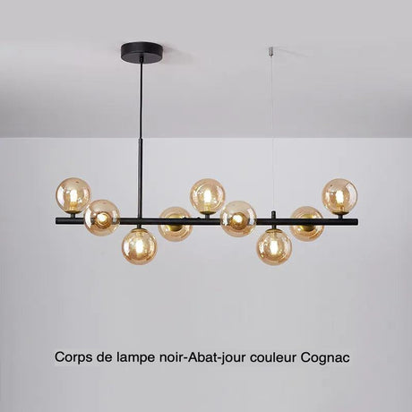 Suspension Contemporaine Éclatante en Fer et Verre - Élégance Luxe avec 7 à 11 Têtes-LUMICONCEPT