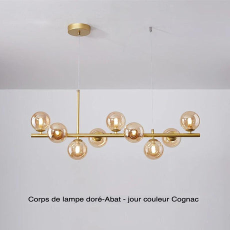 Suspension Contemporaine Éclatante en Fer et Verre - Élégance Luxe avec 7 à 11 Têtes-LUMICONCEPT