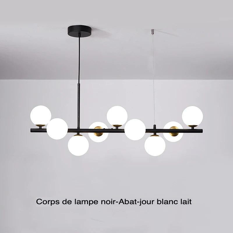 Suspension Contemporaine Éclatante en Fer et Verre - Élégance Luxe avec 7 à 11 Têtes-LUMICONCEPT