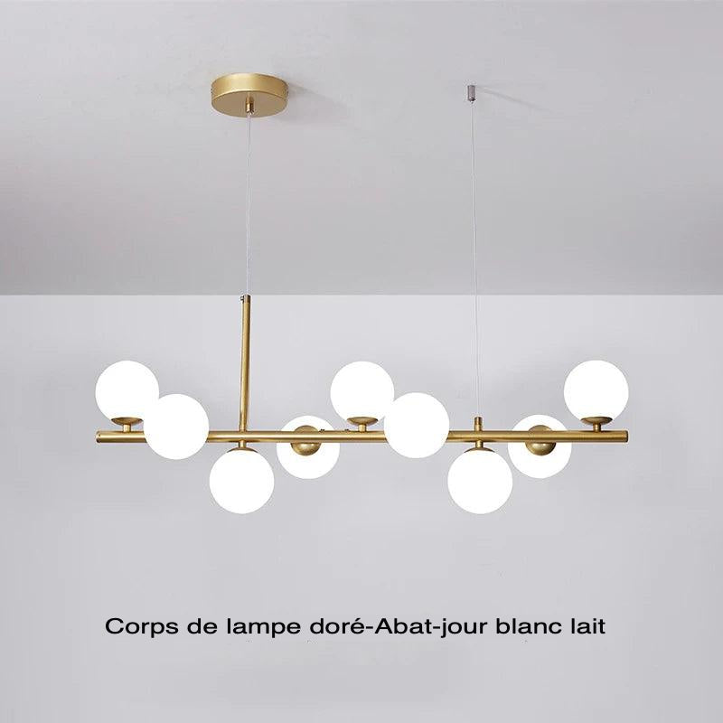 Suspension Contemporaine Éclatante en Fer et Verre - Élégance Luxe avec 7 à 11 Têtes-LUMICONCEPT