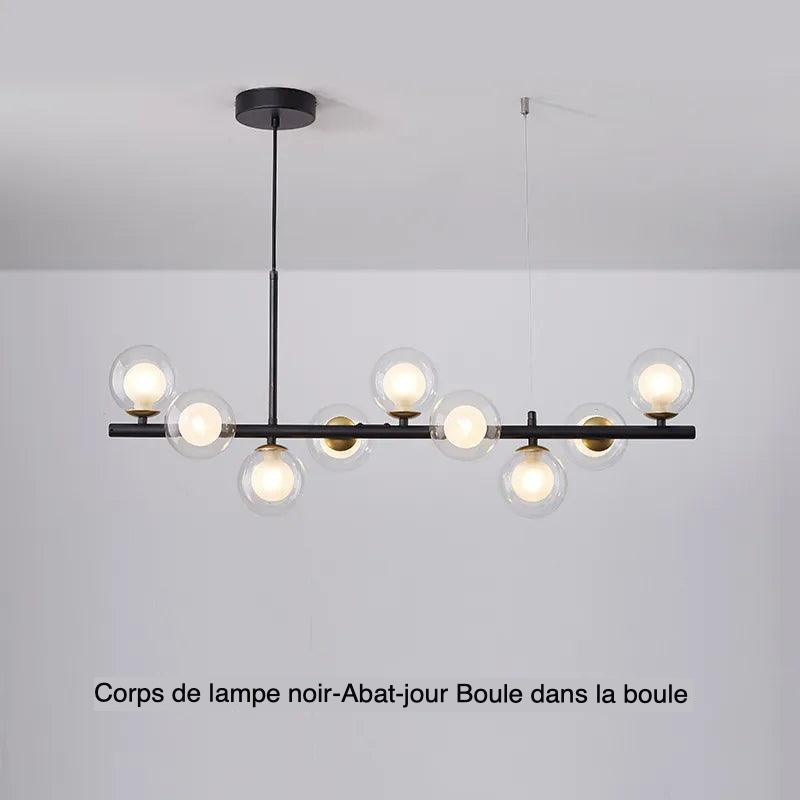 Suspension Contemporaine Éclatante en Fer et Verre - Élégance Luxe avec 7 à 11 Têtes-LUMICONCEPT