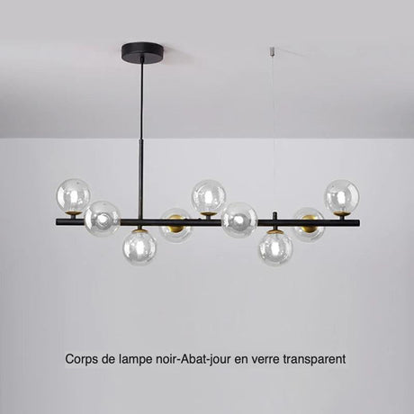 Suspension Contemporaine Éclatante en Fer et Verre - Élégance Luxe avec 7 à 11 Têtes-LUMICONCEPT