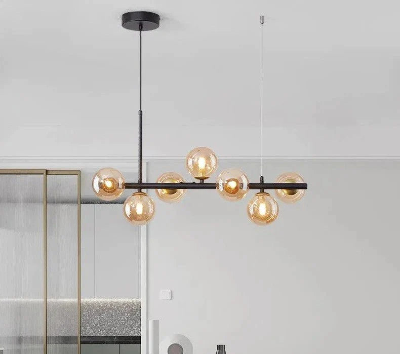 Suspension Contemporaine Éclatante en Fer et Verre - Élégance Luxe avec 7 à 11 Têtes-LUMICONCEPT