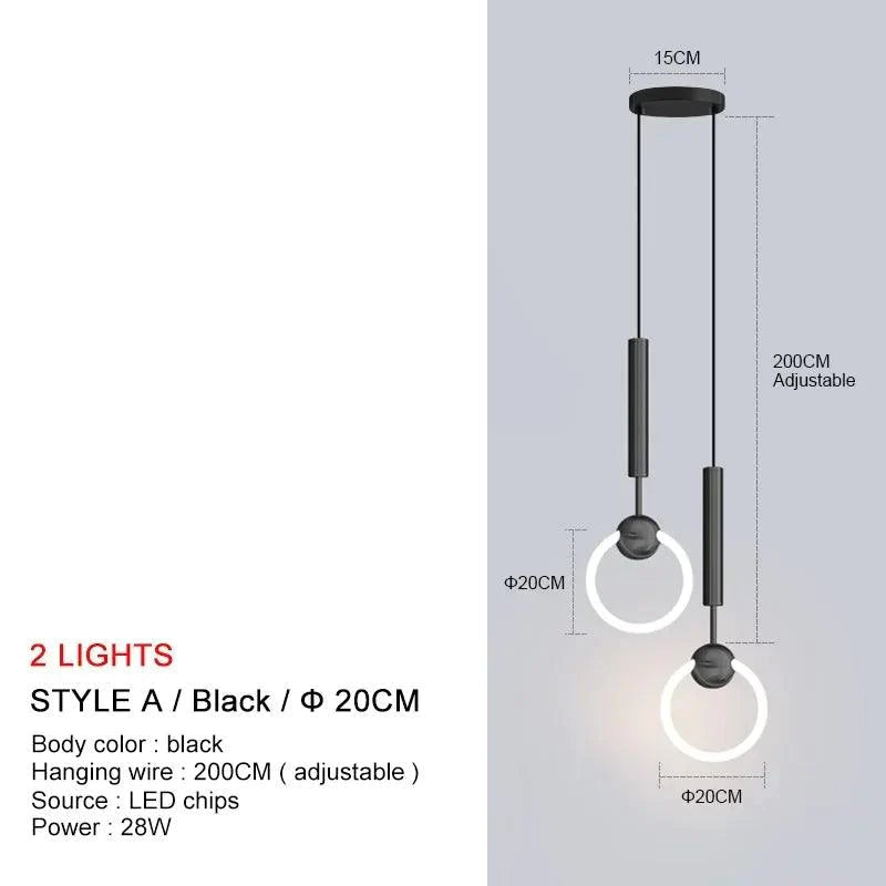 Suspension Élégante Contemporaine en Métal Noir avec Lumière LED Intégrée-LUMICONCEPT