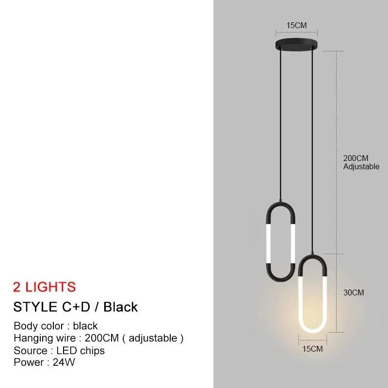 Suspension Élégante Contemporaine en Métal Noir avec Lumière LED Intégrée-LUMICONCEPT