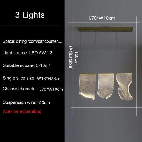 Suspension Élégante en Forme de Voiles Flottantes avec Détails Dorés pour un Éclairage Modernisateur-LUMICONCEPT