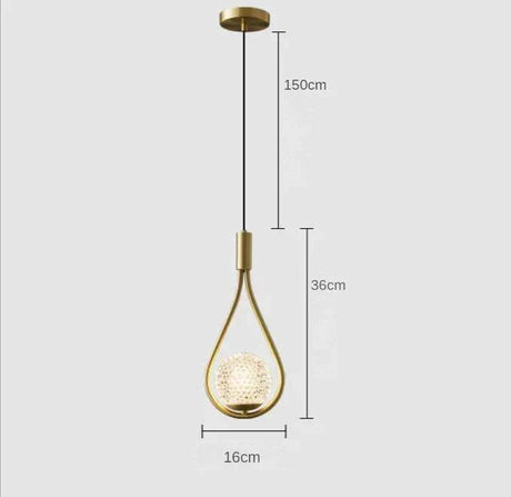 Suspension Élégante en Laiton avec Diffuseur en Cristaux et Abat-Jour en Or-LUMICONCEPT